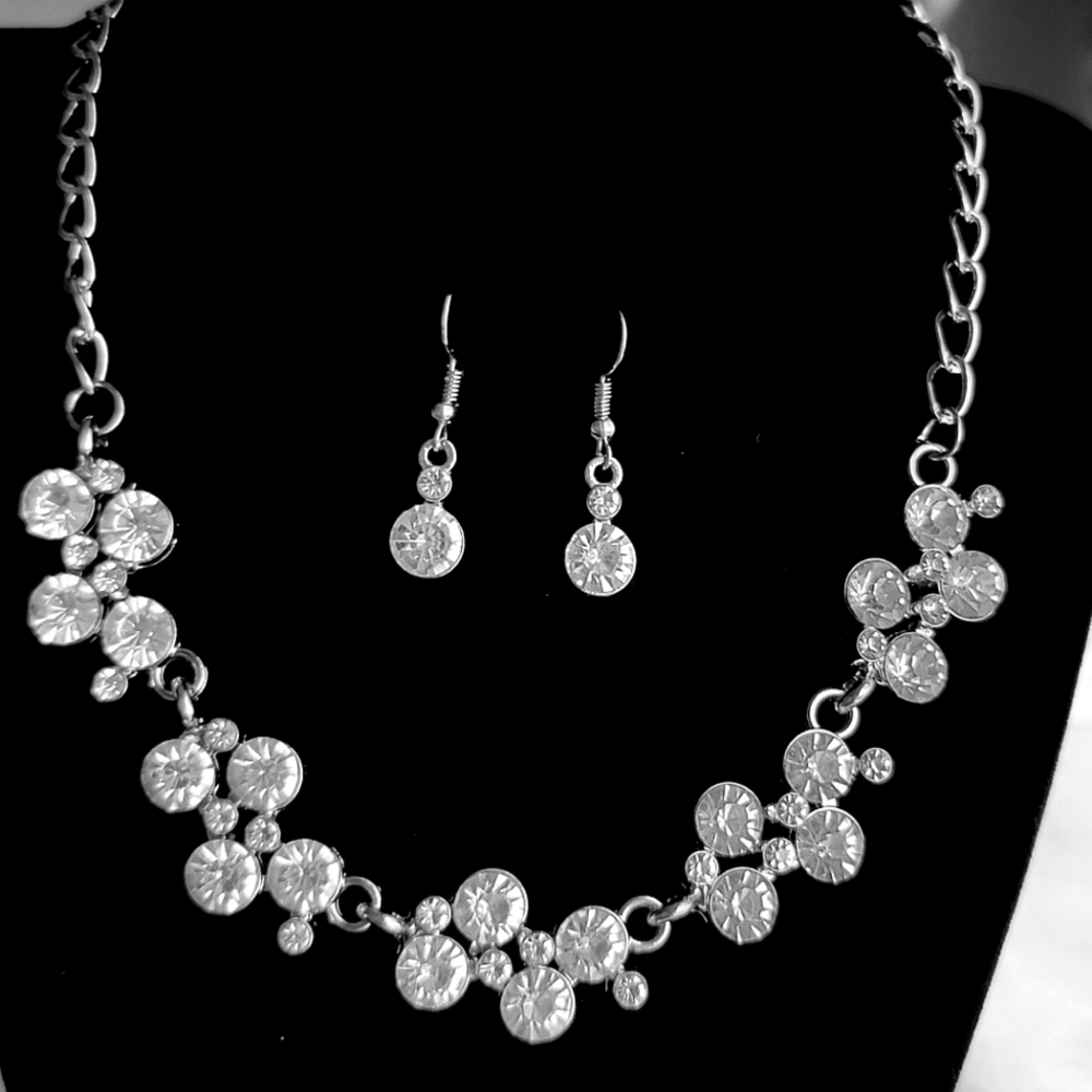 Crystal Rhinestones Earrings Necklace Jewelry Set